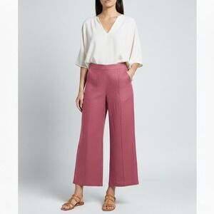 Vtg Wide Leg Linen Blend Cotton Pants Lightweight Summer‎ Staple Rose Blush 10